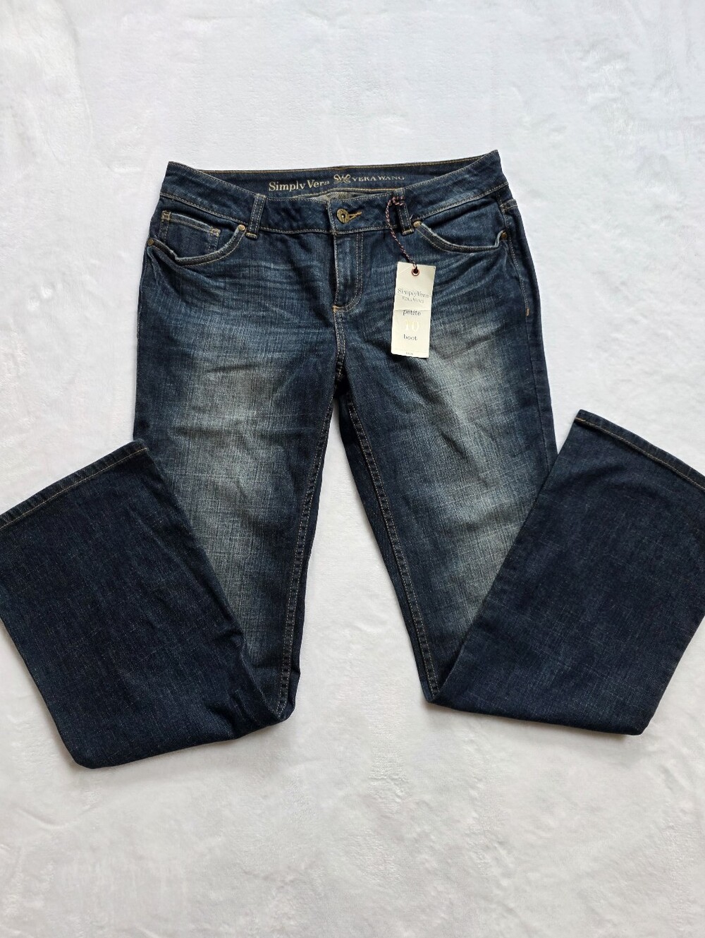 NWT Simply Vera Vera Wang Petite 10P Bootcut Jeans Dark Wash Stretch Denim